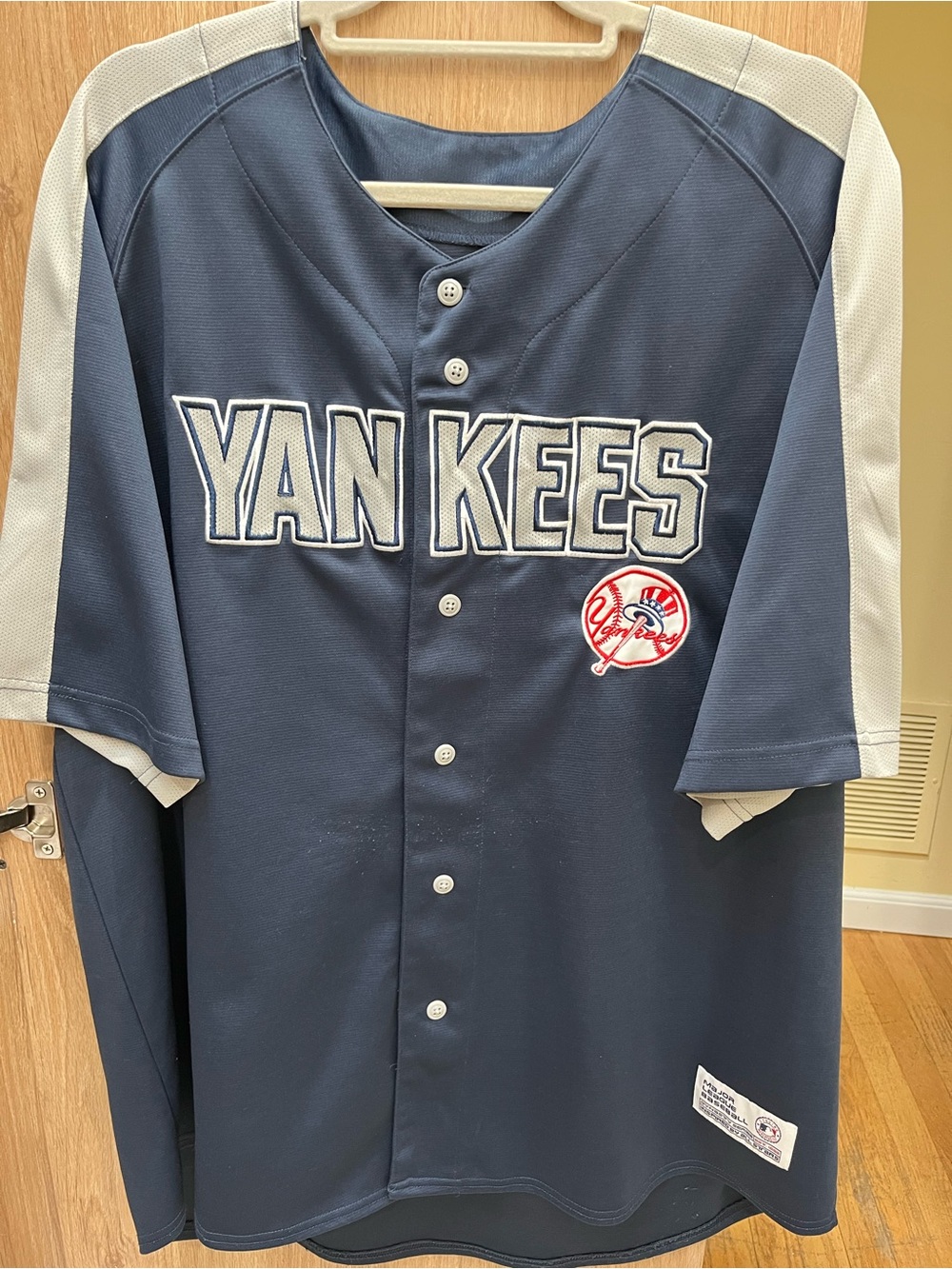 Vintage NY Yankees Baseball Jersey 2XL Navy Blue Dynasty Series 90s Y2K MLB